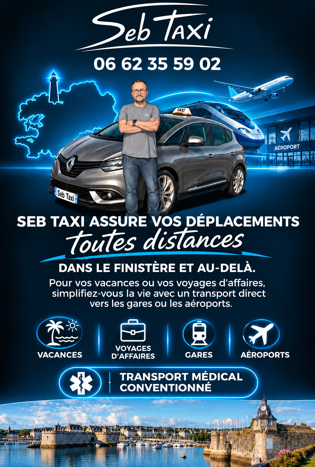 Seb Taxi Concarneau - Chauffeur de Taxi Conventionné CPAM et toutes distances Finistère Sud